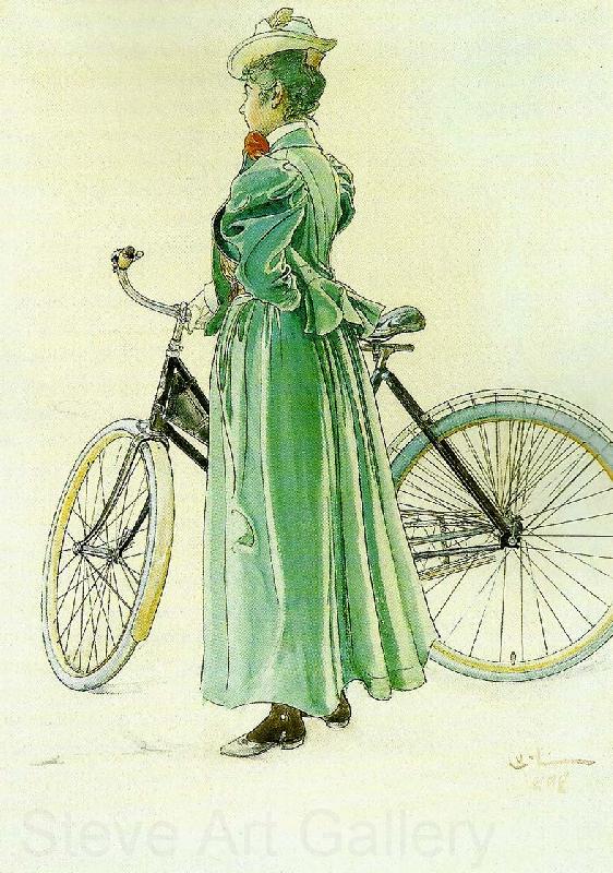 Carl Larsson fru grosshandlare eriksson-kvinna vid cykel Spain oil painting art